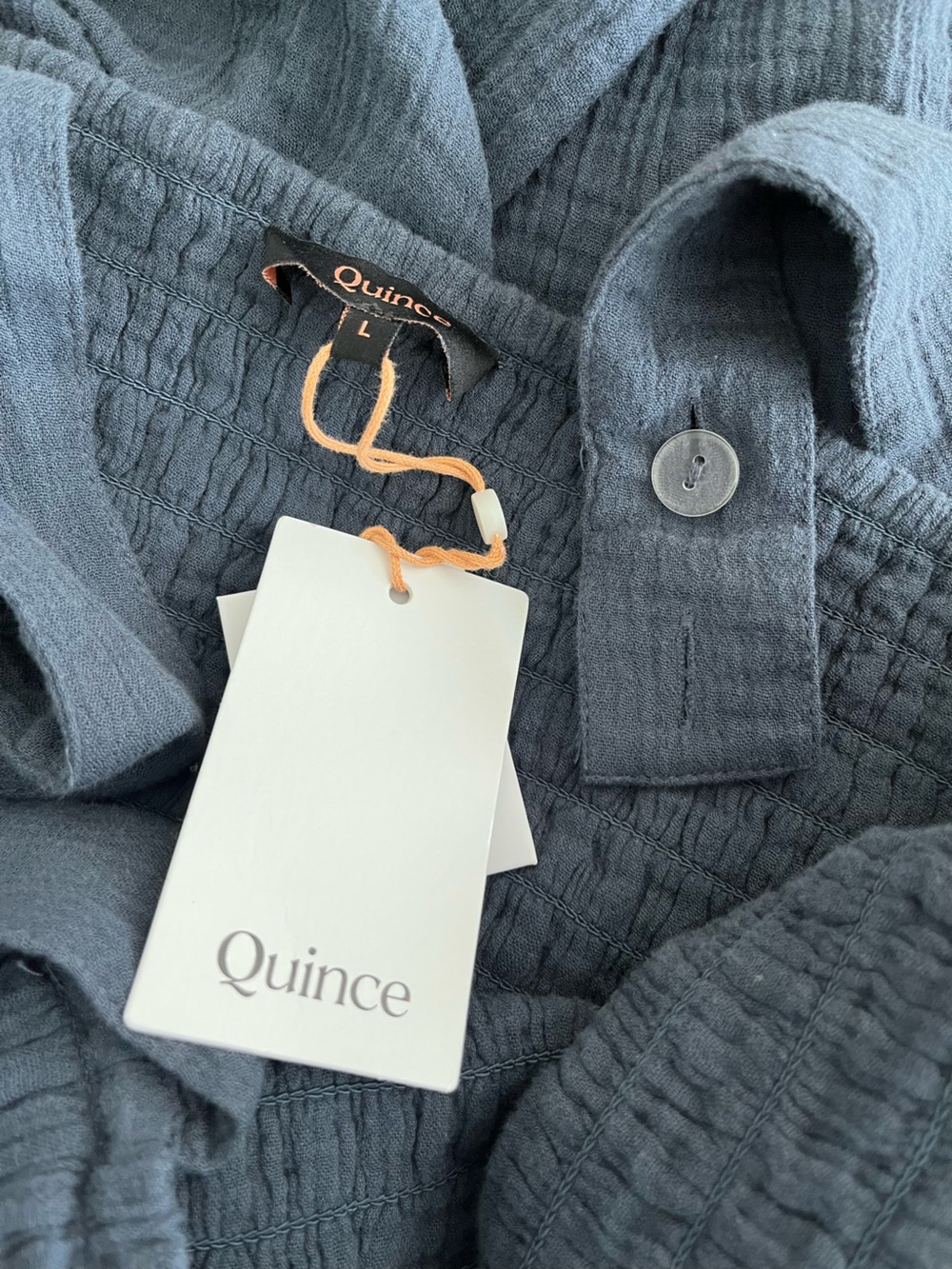NWT Quince Women’s Organic Cotton Indigo Blue Wide-Leg Jumpsuit Size Large - Picture 7 of 11